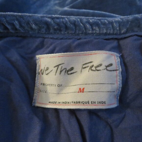 FREE PEOPLE WE THE FREE Cloud 9 Slouchy Top in Blue Velvet Boho Academia Size M - Picture 15 of 15